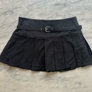 Zara Black Mini Skort School Girl Style with Slim Belt Sz M NWT